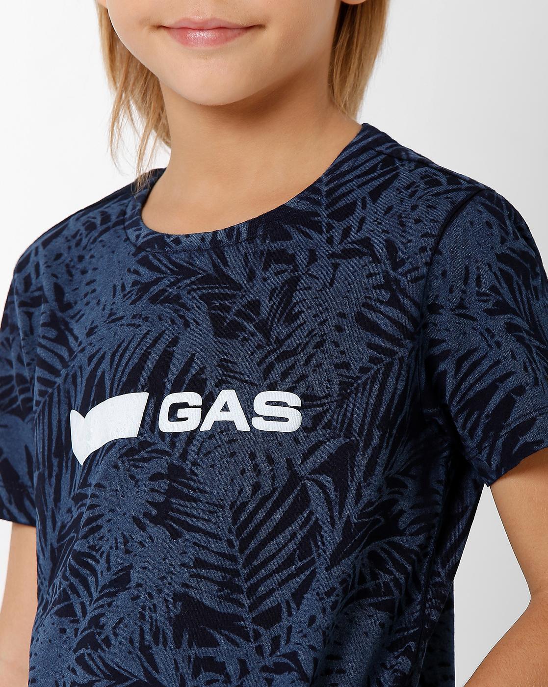 GAS KIDS Boys Printed Dark Blue T-Shirt